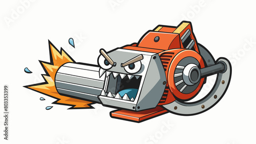 With its intimidating size and loud grinding noises the industrial grinder looks like a beast from a scifi movie. Its sharp teeth rotate at high. Cartoon Vector