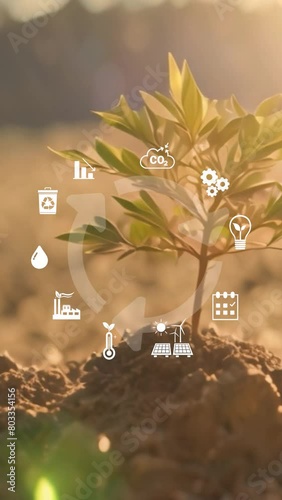 Circular economy concept for future business growth and environmental sustainability and reduce pollution for future business and environmental growth. Corporate vertical video