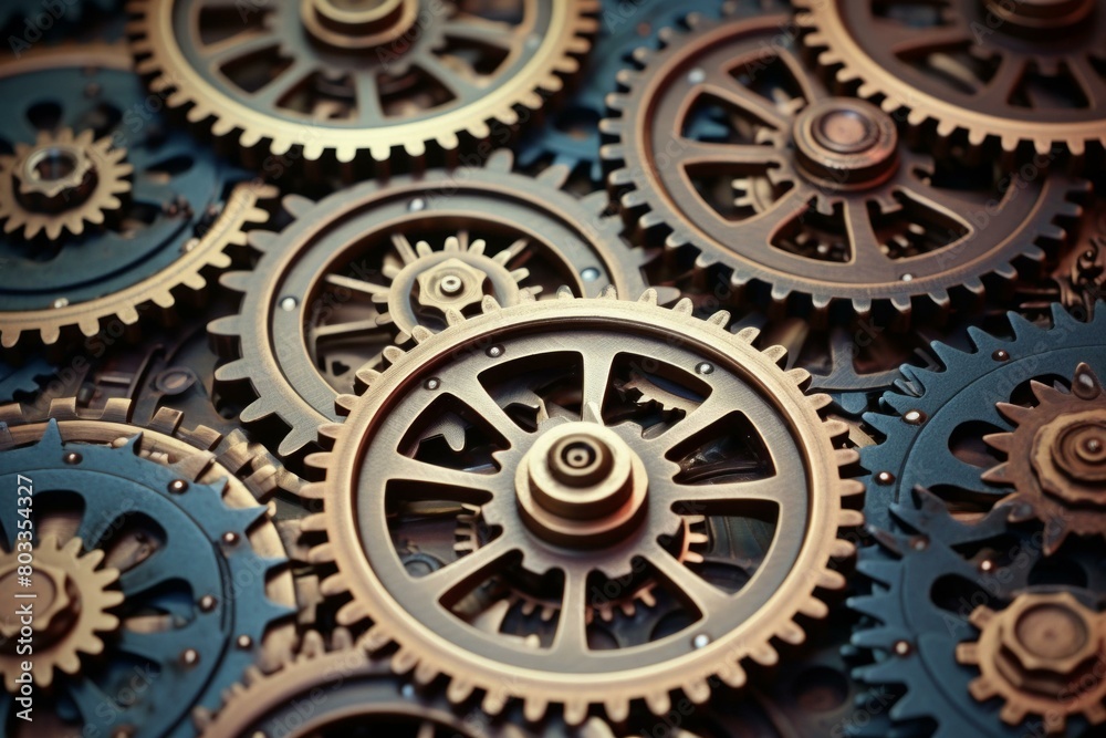 An illustration of a bunch of steampunk gears An illustration of a bunch of steampunk gears