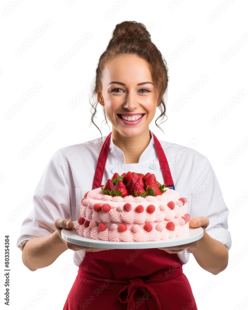 PNG Smiling female cake strawberry dessert. PNG Smiling female cake strawberry dessert.
