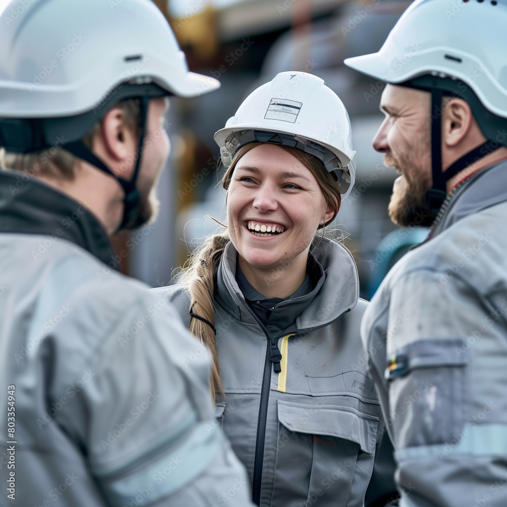 Construction Site, Diverse Team, Developers Discussing Project. Engineer, Architect, Inspector Construction Site, Diverse Team, Developers Discussing Project. Engineer, Architect, Inspector