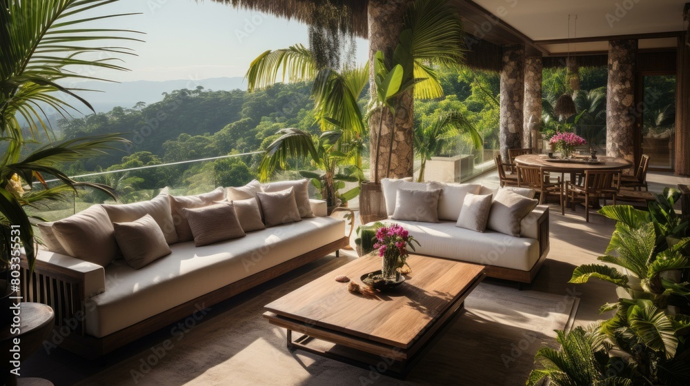 Modern luxury villa with stunning jungle and ocean views