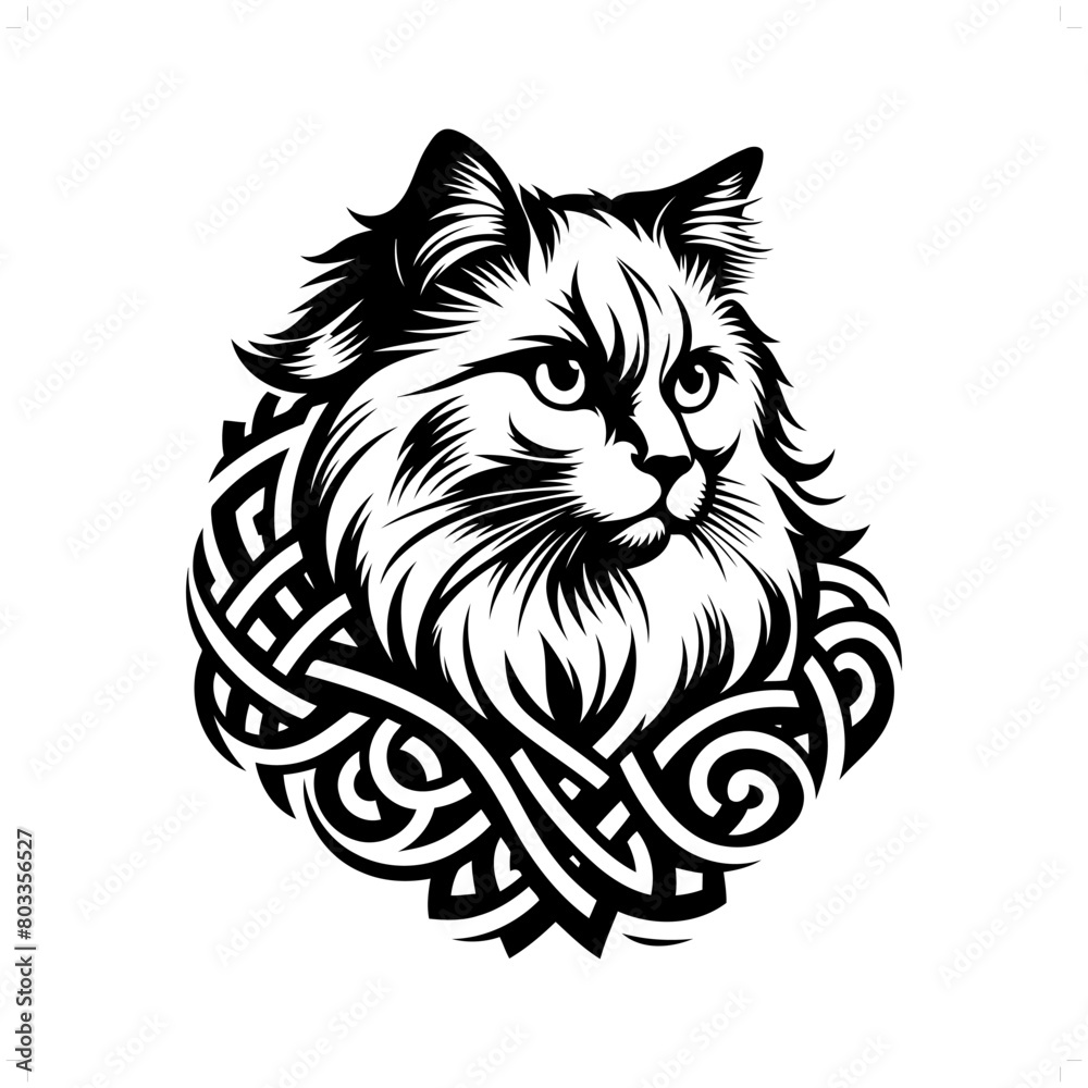 persian, ragdoll cat silhouette in animal celtic knot, irish, nordic illustration persian, ragdoll cat silhouette in animal celtic knot, irish, nordic illustration