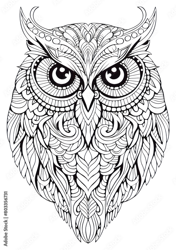 Obraz premium PNG Owl sketch doodle drawing.