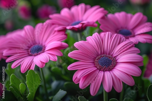 A cluster of pink flowers with vibrant green leaves in a garden setting