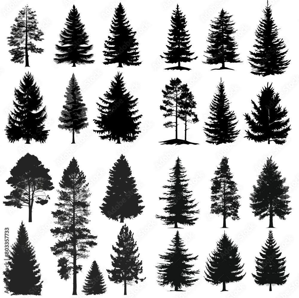 black tree silhouette set pure badge eco outline recreation breath emblem label protection graphic pine trunk woodland black tree silhouette set pure badge eco outline recreation breath emblem label protection graphic pine trunk woodland