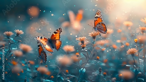 Ethereal Ballet of Butterflies in Dreamy Blues © Maquette Pro
