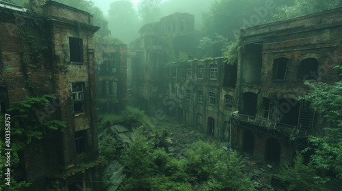 Post apocalyptic city ruins photo