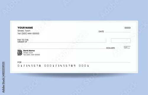 Flat design blank check template vector
