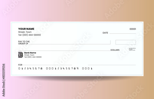 Flat design blank check template vector