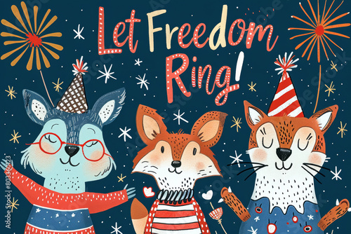 Let Freedom Ring! Patriotic Animals, Fireworks