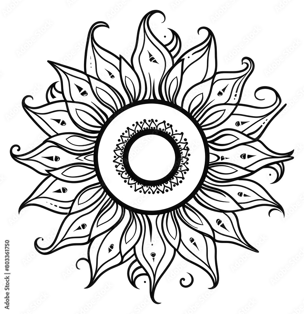 PNG Sun sketch doodle pattern.