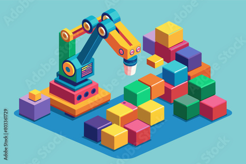 robot arm sorts through data like colorful building blocks