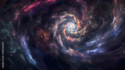 spiral galaxy in space, colorful cosmic outer-space