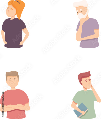 Dementia icons set cartoon vector. Problem memory loss, clouding mind. Mental heath