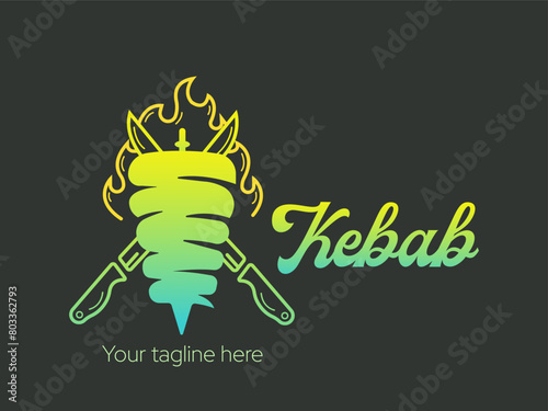 Shawarma logo for restaurants and markets. Doner kebab logo template. EPS10 vector illustration.