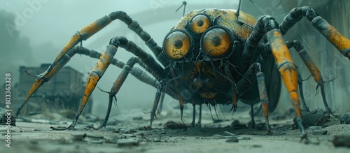 Mutant Insect Hybrid Emerges in Postapocalyptic Wasteland Unnatural Colors and Textures in Dark Fantasy Character Design photo