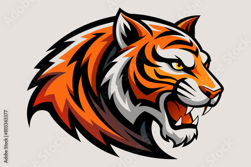 powerful abstract tiger logo with stripes formed by bold brushstrokes.