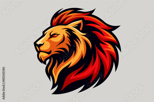 powerful abstract lion logo with a mane depicted by bold strokes and textures
