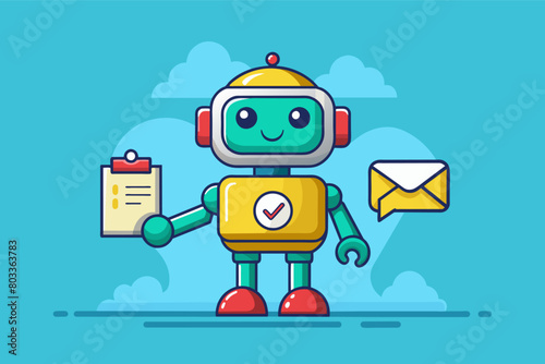 pop-up notification designed as a friendly robot delivering a helpful tip
