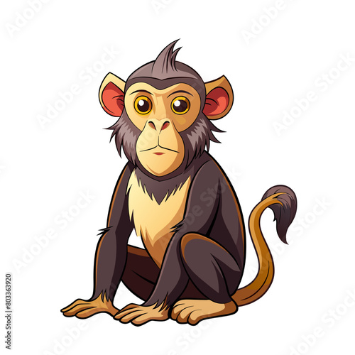 Cute funny monkey cartoon style on white background