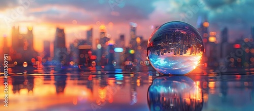 DropletEncapsulated Bangkok Skyline A Vision of Future Urban Landscapes in Digital Art photo