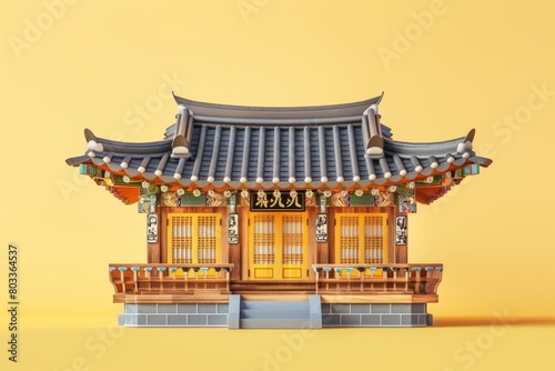 3d illustrations of ancient korean traditional house architect design