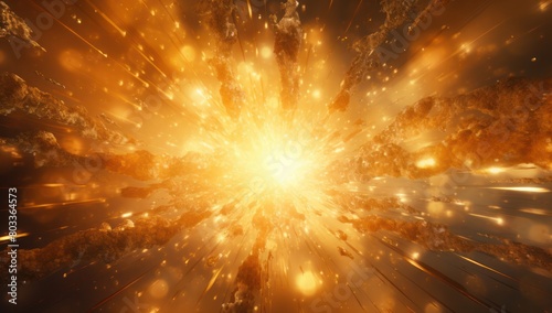 a golden explosion or glowing beam rock and stone meteorite