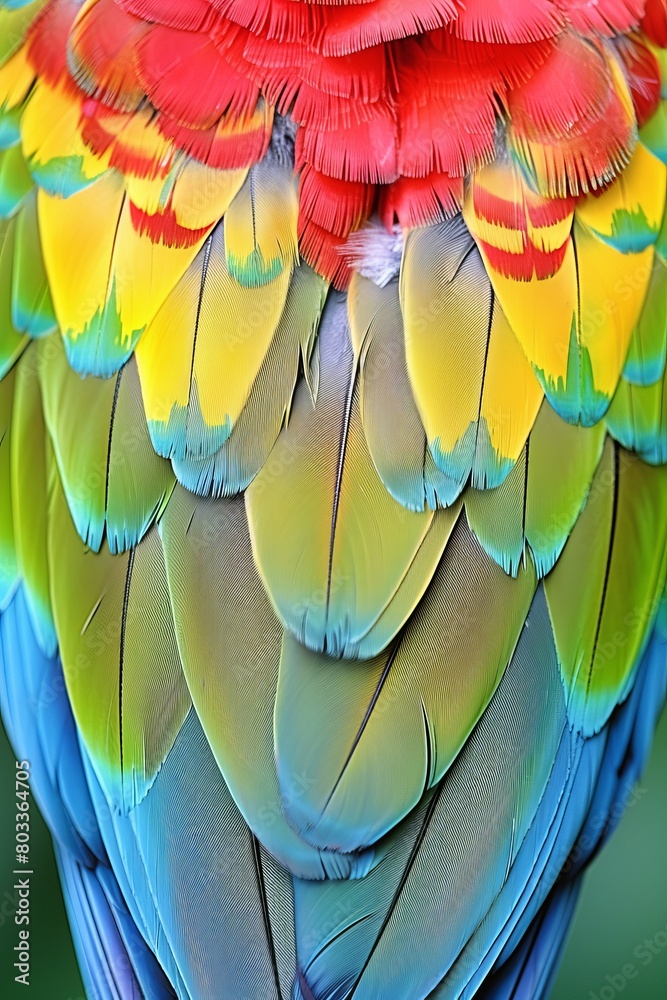 Fototapeta premium Vibrant bird feather texture futuristic colorful background for captivating designs