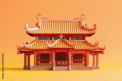 3d illustrations of ancient vietnamese traditional house architect design