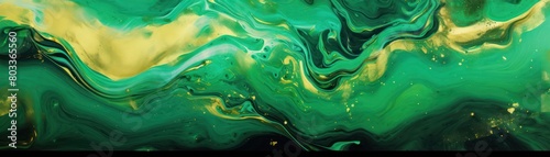 Abstract marbleized effect background. green creative colors. Beautiful paint with the addition of gold banner paper