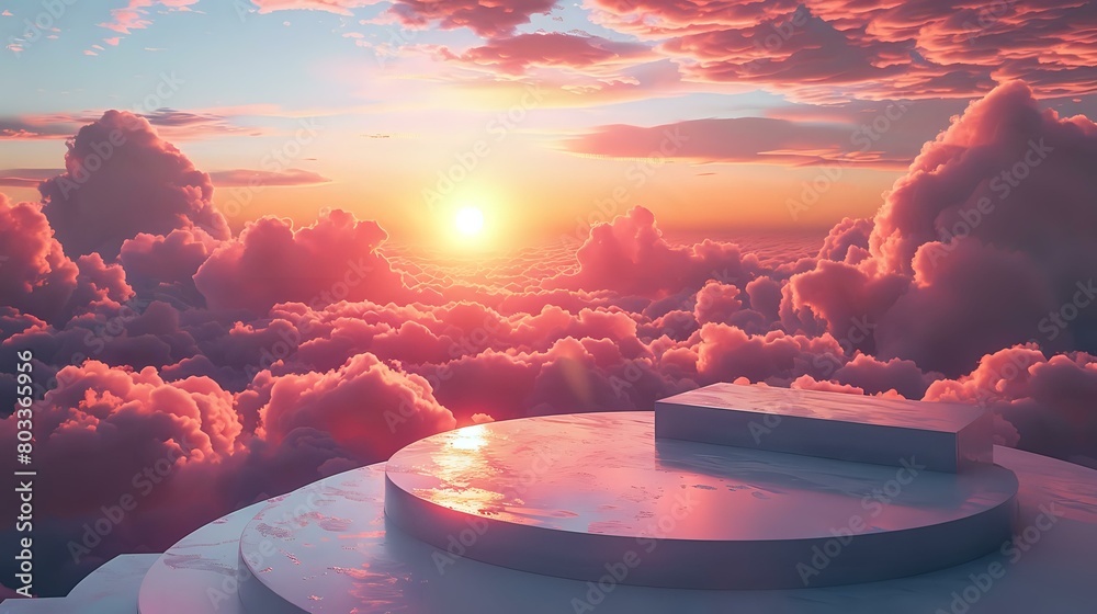 Infinite Clouds with Minimalistic White Platform Infinite Clouds with Minimalistic White Platform