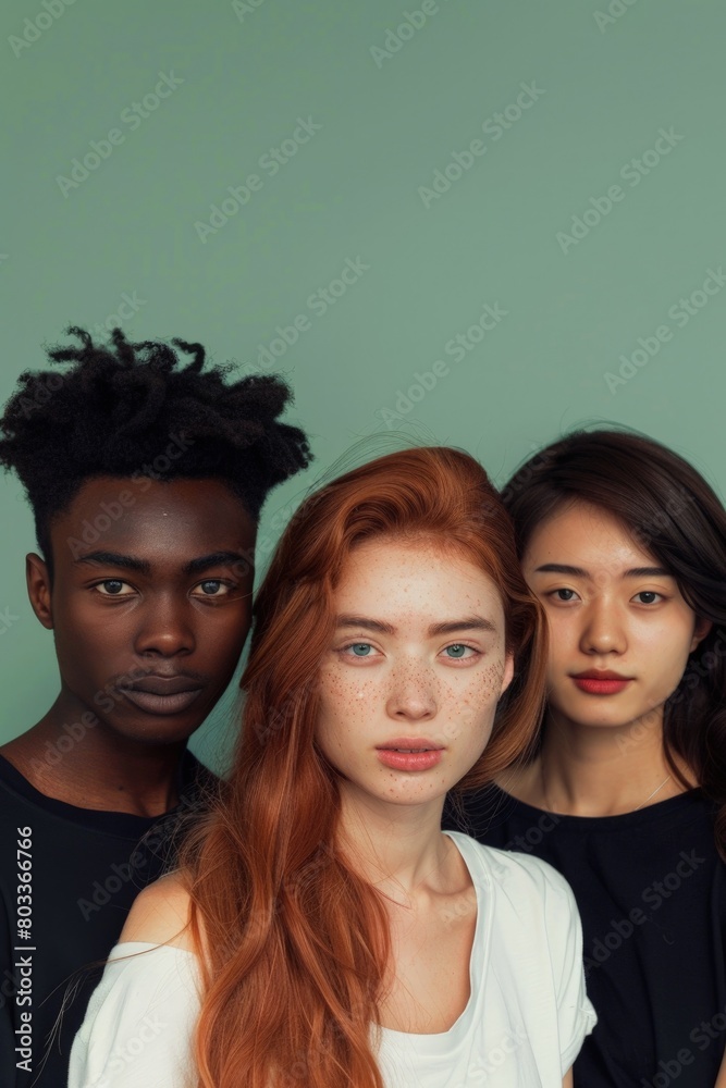 Fototapeta premium Young people of various ethnicities, concept of diversity, Juneteenth, multiracial, inclusion.