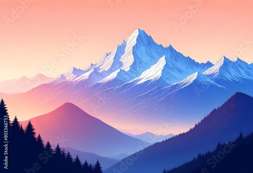 flat illustration classical animes Serene mountain (2) © Khansa