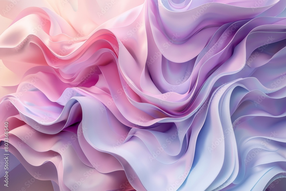 Obraz premium Abstract Painting of Pink and Blue Waves