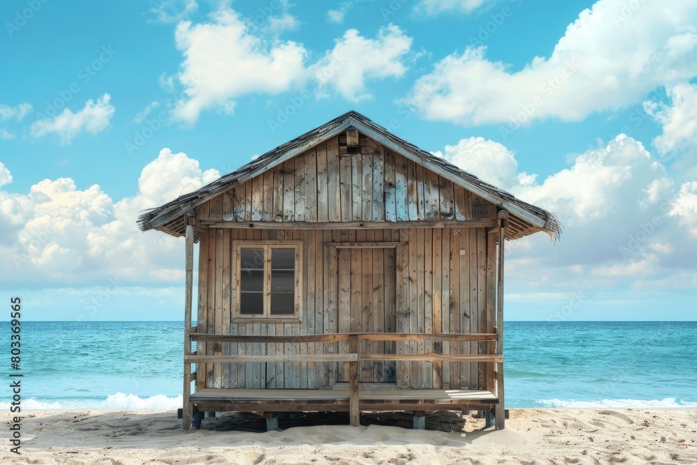 Landscape with a simple wooden house on the beach, summer, vacation concept. Landscape with a simple wooden house on the beach, summer, vacation concept.