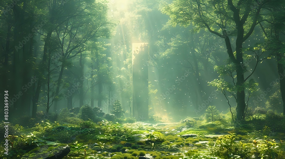 Enchanted Forest: Serene Morning with Soft Light