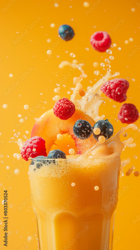 explosion of fruit from a smoothie explosion of fruit from a smoothie