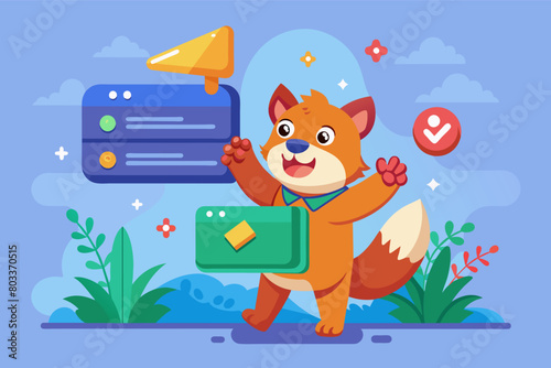 notification bar with a playful animal character delivering important updates