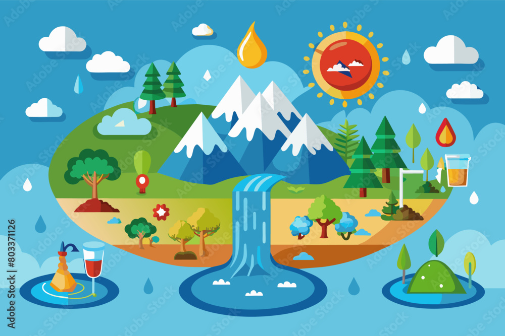 Animated infographic explaining the stages of the water cycle.