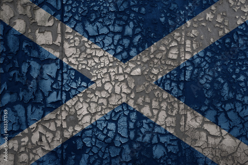 flag of scotland on a grunge vintage metal rusty cracked wall background