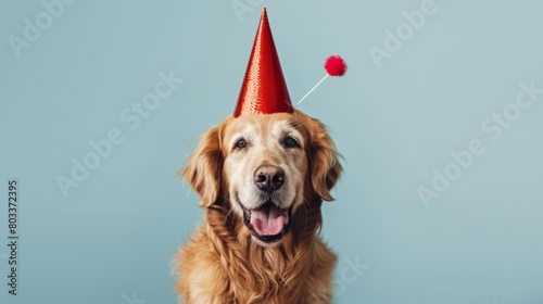 A Happy Dog Celebrating Birthday photo