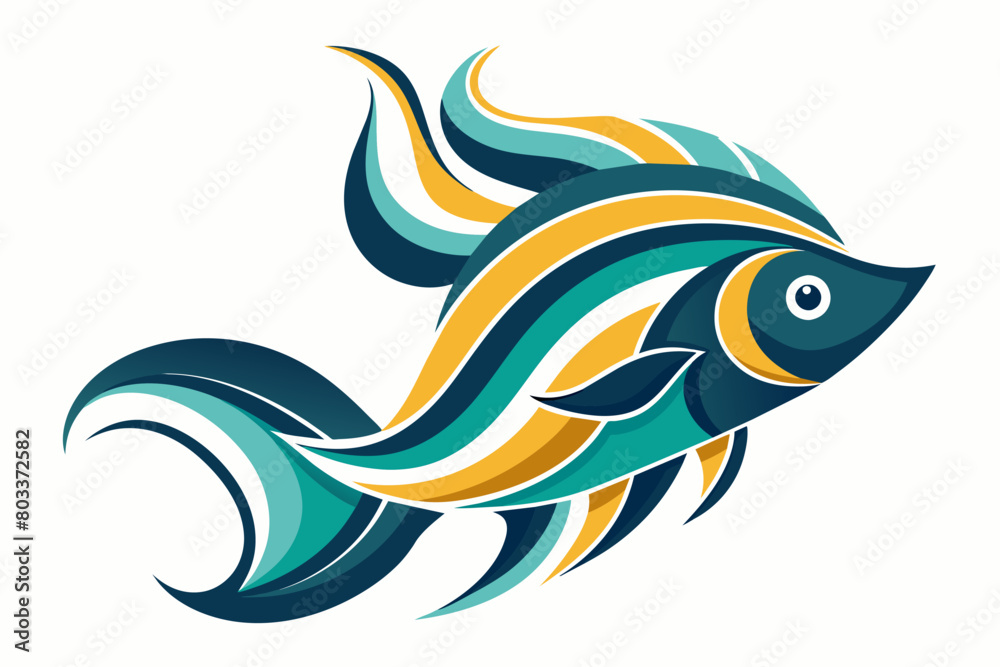 An abstract fish logo formed by flowing curves and scales, reminiscent of Art Nouveau. An abstract fish logo formed by flowing curves and scales, reminiscent of Art Nouveau.