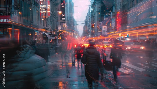 blurred street scene,
