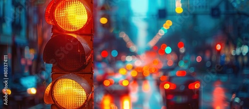 View of big city traffic lights, closeup