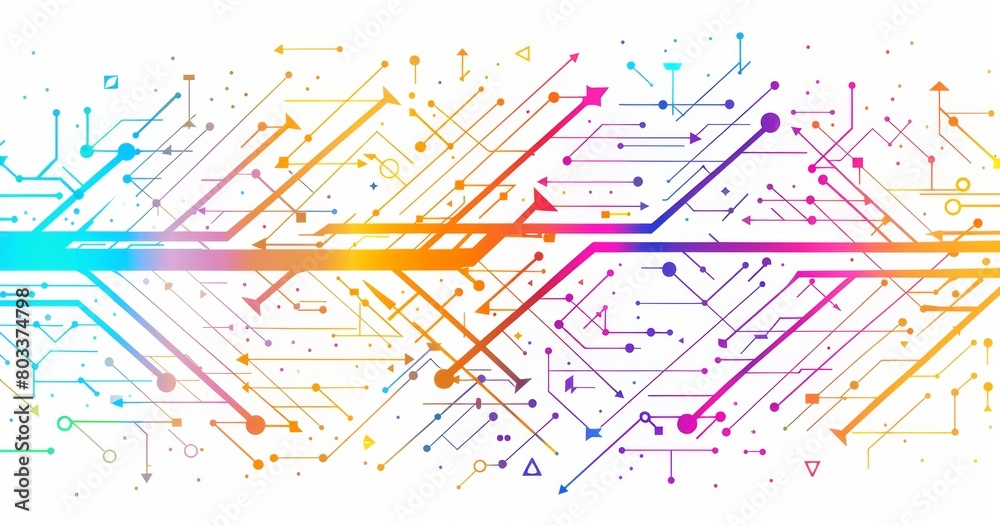 Colorful arrows in different directions, representing the flow of data and information through network connections on a white background Generative AI Colorful arrows in different directions, representing the flow of data and information through network connections on a white background Generative AI