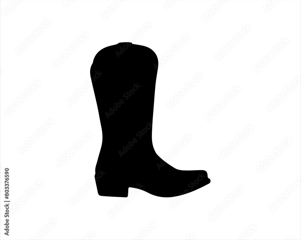 Cowboy boot silhouette icon logo vector illustration isolated on white background