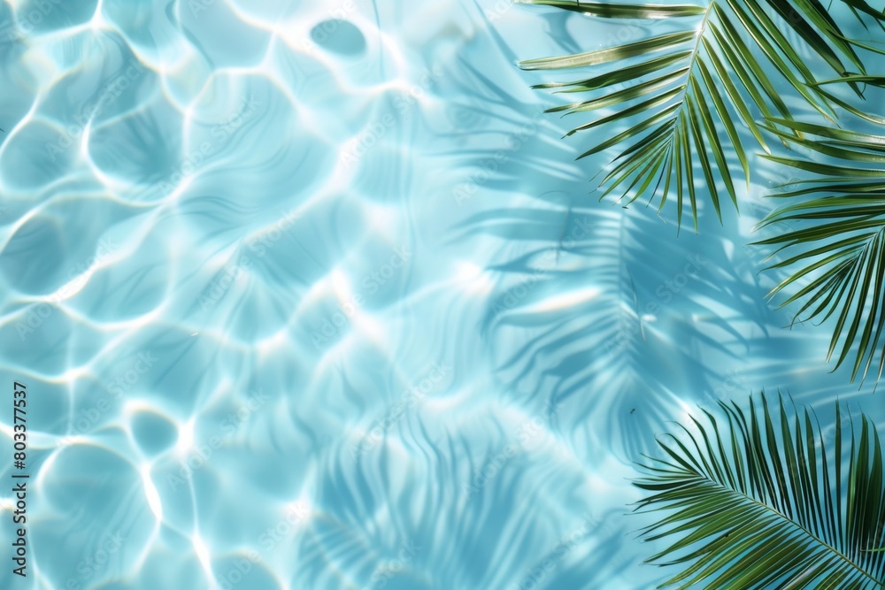 Pool With Floating Palm Leaves Pool With Floating Palm Leaves