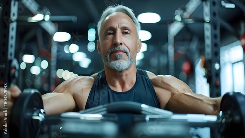 Middle-aged Individual Engaged in a Workout Session in the Gym. Concept Gym Workouts, Fitness Routine, Middle-aged Exercise, Healthy Lifestyle, Training Session