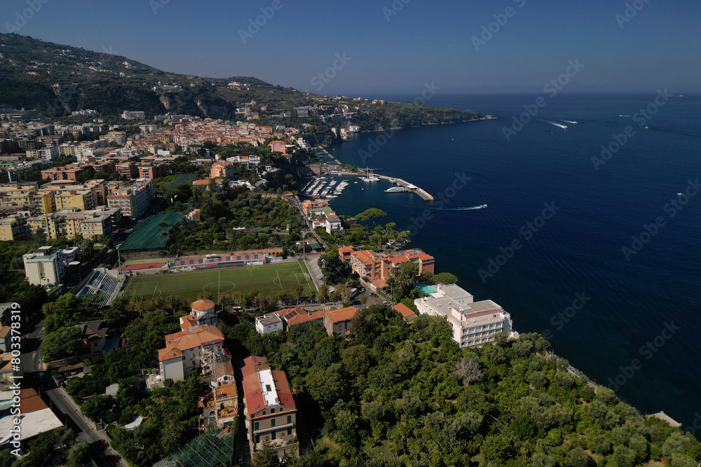 aerial view of Sorrento Harbour in the Bay of Naples. Italy